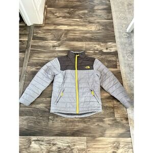 North Face Jacket BOYS L  14/16 Gray Down Puffer Goose Andes Winter Coat 594